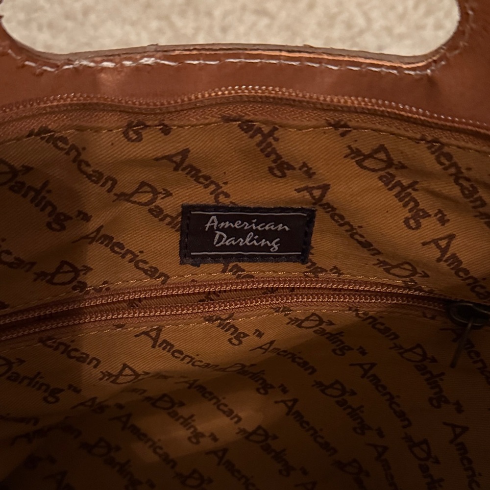 American Darling Tan and Cream Crossbody Bag with Fringe - Picture 4 of 10